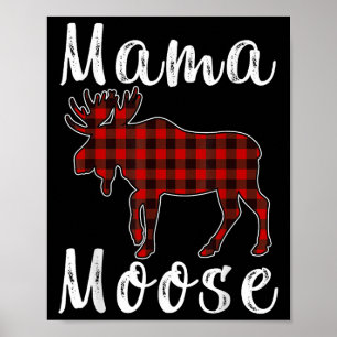 Mama Moose Familie Kerst Pyjama Rood & Zwart Poster