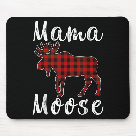Mama Moose Family Christmas Pajama Red& Black Muismat (Voorkant)
