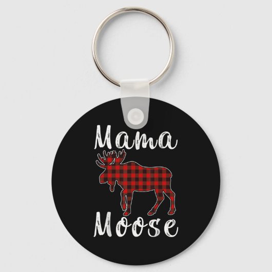 Mama Moose Family Christmas Pajama Red&amp; Black  Sleutelhanger (Voorkant)