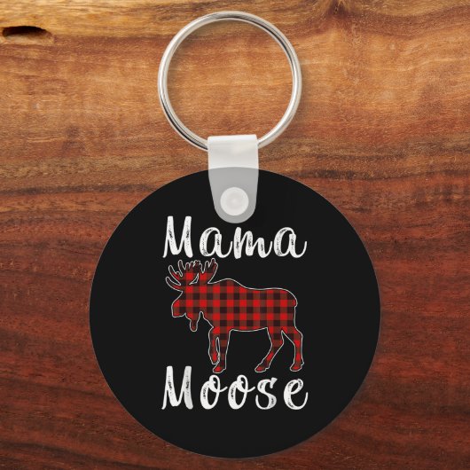 Mama Moose Family Christmas Pajama Red&amp; Black  Sleutelhanger (Voorkant)