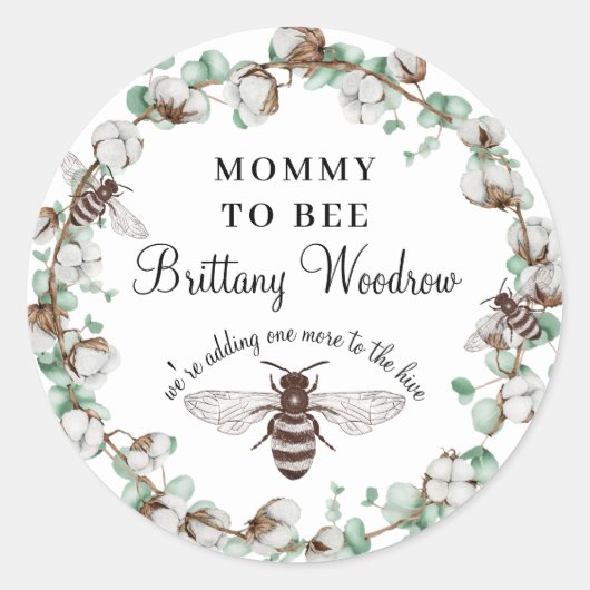 Mama naar Baby shower Ronde Sticker (Voorkant)