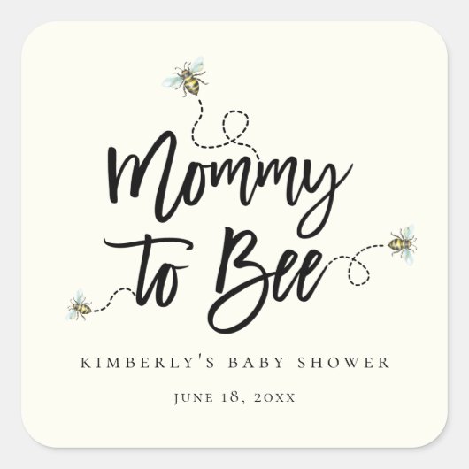 Mama naar Baby shower Vierkante Sticker (Voorkant)