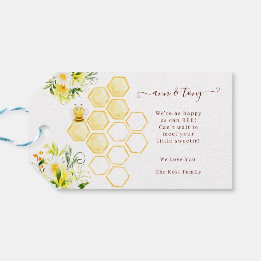 Mama naar Bee Baby Gefeliciteerd Gift Label Cadeaulabel (Achterkant Horizontaal)