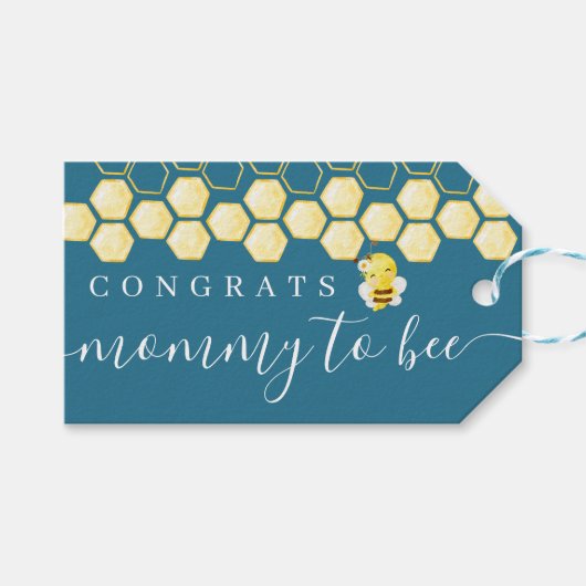 Mama naar Bee Baby Gefeliciteerd Gift Label Cadeaulabel (Voorkant (Horizontaal))