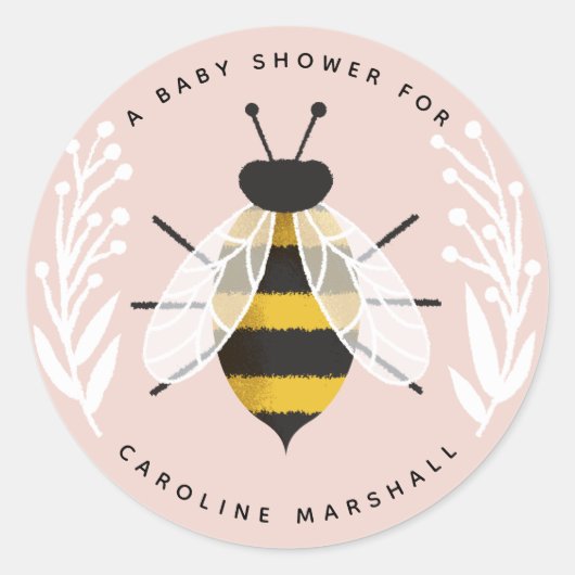 Mama naar Bee Baby Meisje Douche Sticker (Voorkant)