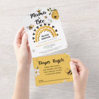 Mama naar Bee Baby shower All In One Uitnodiging