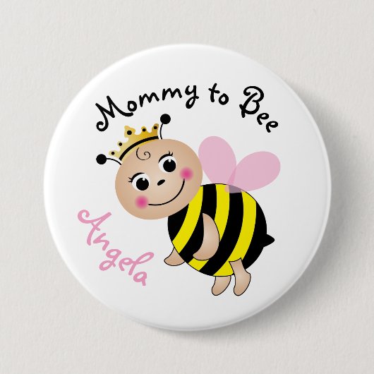 Mama naar Bee Baby shower Button Pin (Voorkant)