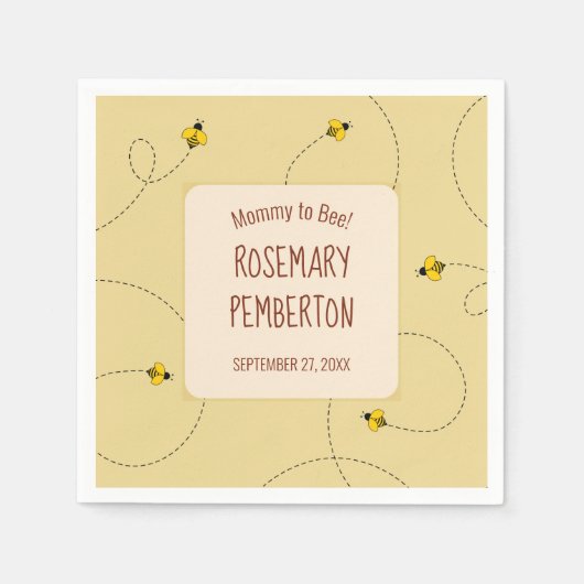 Mama naar Bee Baby shower Buzzing Bees Gold Servet (Voorkant)
