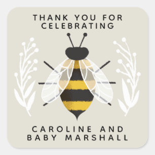 Mama naar Bee Baby shower Dank u Sticker
