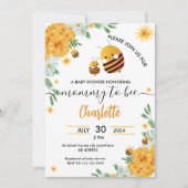 Mama naar Bee Baby shower Floral Waterverf Kaart (Voorkant)