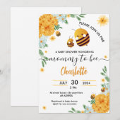 Mama naar Bee Baby shower Floral Waterverf Kaart (Voorkant / Achterkant)