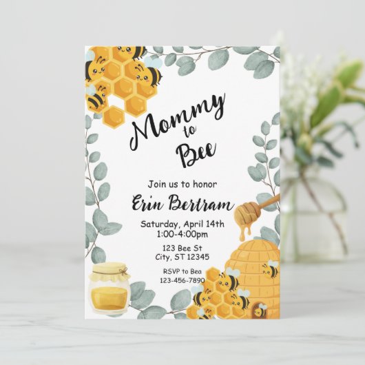 Mama naar Bee baby shower Kaart (Staand voorkant)