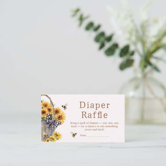 Mama naar Bee Baby shower Luier Raffle Informatiekaartje (Staand voorkant)