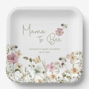 Mama naar Bee Baby shower Papieren Bordje