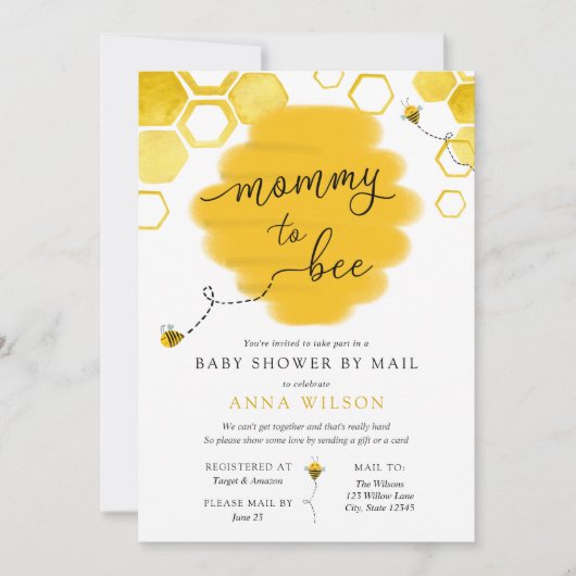 Mama naar Bee Baby shower per Mail Kaart (Voorkant)