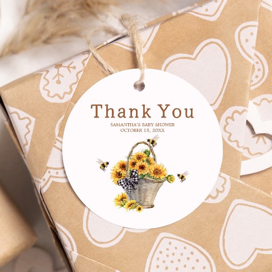 Mama naar Bee Baby shower Round Bedankjes Labels