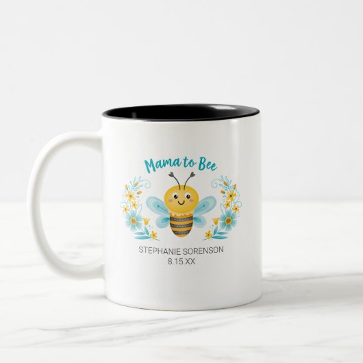 Mama naar Bee Baby shower Tweekleurige Koffiemok (Links)