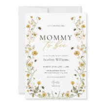 Mama naar Bee Baby shower Uitnodiging Honey Flower