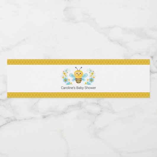 Mama naar Bee Baby shower Waterfles Etiket (Enkel label)