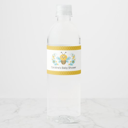 Mama naar Bee Baby shower Waterfles Etiket (Voorkant)