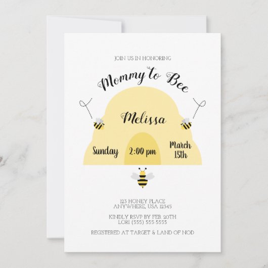 Mama naar Bee | Bijenkorf Baby shower Kaart (Voorkant)