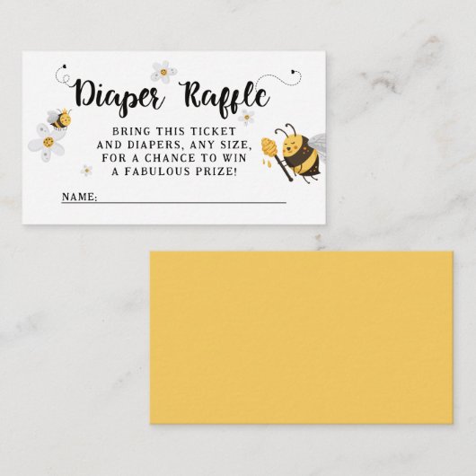 Mama naar Bee Bumblebee Baby shower Informatiekaartje (Voorkant / Achterkant)