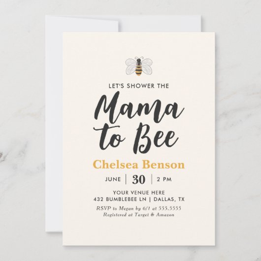 Mama naar Bee Bumblebee Baby shower Kaart (Voorkant)
