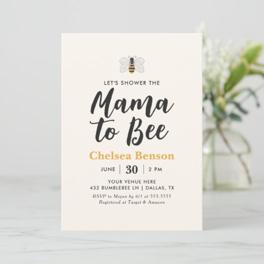 Mama naar Bee Bumblebee Baby shower Kaart (Staand voorkant)