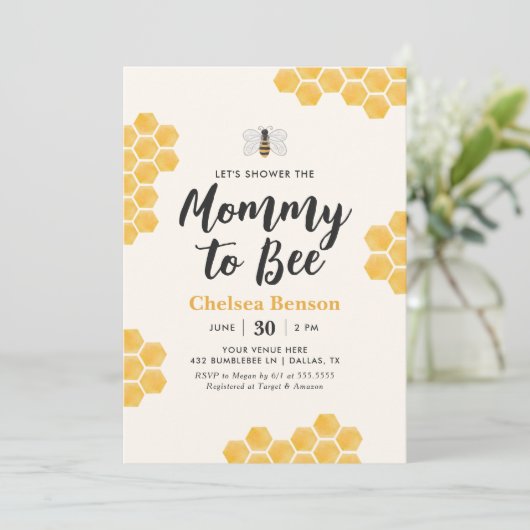 Mama naar Bee Bumblebee Baby shower Kaart (Staand voorkant)