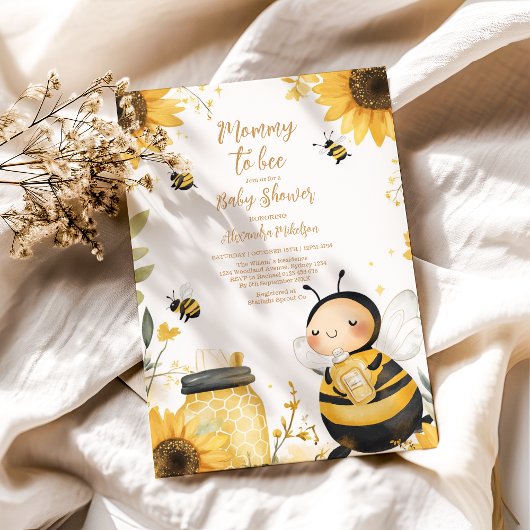 Mama naar Bee Floral Baby shower Kaart