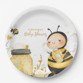 Mama naar Bee Floral Baby shower Papieren Bordje (Voorkant)