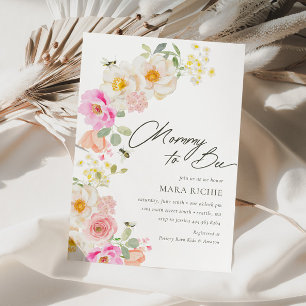 Mama naar Bee   Floral Waterverf Baby shower Kaart