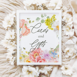 Mama naar Bee Floral Waterverf Baby shower Poster