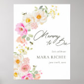 Mama naar Bee | Floral Waterverf Baby shower Poster (Voorkant)