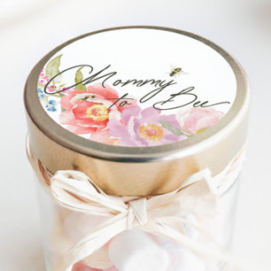Mama naar Bee Floral Waterverf Ronde Sticker