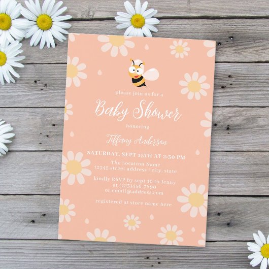 Mama naar Bee Flowers Genderneutraal Baby shower Kaart