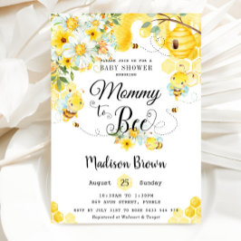 Mama naar Bee Geel Bloemen Baby shower Neutraal Kaart