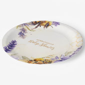 mama naar Bee Geel Paarse Baby shower Papieren Bordje (Gekanteld)