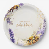 mama naar Bee Geel Paarse Baby shower Papieren Bordje (Voorkant)