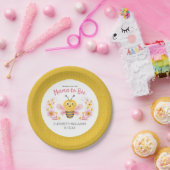 Mama naar Bee Geel Roze Baby shower Papieren Bordje (Feest)