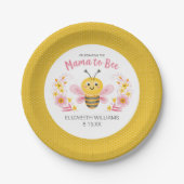 Mama naar Bee Geel Roze Baby shower Papieren Bordje (Voorkant)