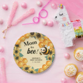 Mama naar Bee Geel Zonnebloem Baby shower Papieren Bordje (Feest)