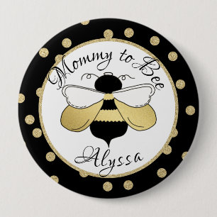 Mama naar Bee Gold Confetti Ronde Button 4,0 Cm