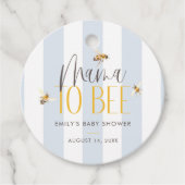 Mama naar Bee Honey Blue Baby shower Bedankjes Labels (Voorkant)