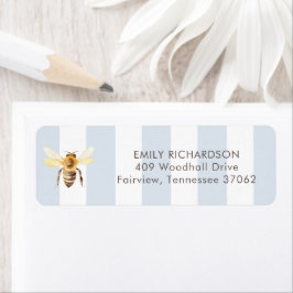 Mama naar Bee Honey Blue Baby shower Retouradres Etiket