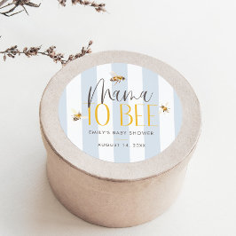 Mama naar Bee Honey Blue Baby shower Ronde Sticker