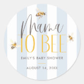 Mama naar Bee Honey Blue Baby shower Ronde Sticker (Voorkant)