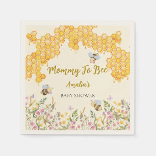 Mama naar Bee Honey Bumblebee Bloemen Baby shower Servet