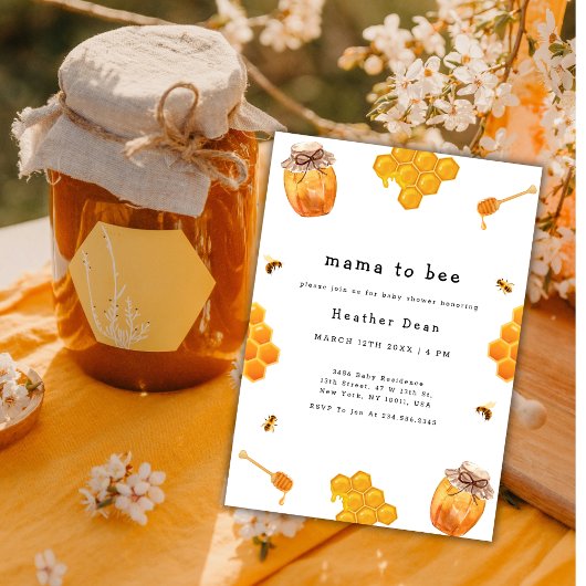 Mama naar Bee Honey Lijst Baby shower Kaart