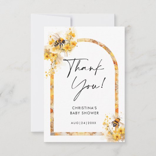 Mama naar Bee Honey Wildflower Baby shower Bedankkaart (Voorkant)